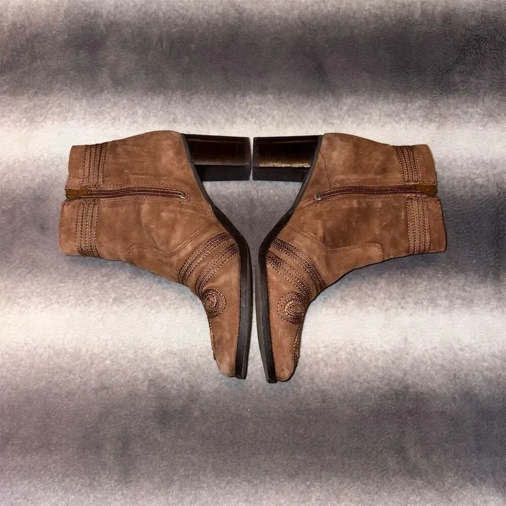 Very Volatile Women's Brown Western Embroidered Ankle Boots Size 9
